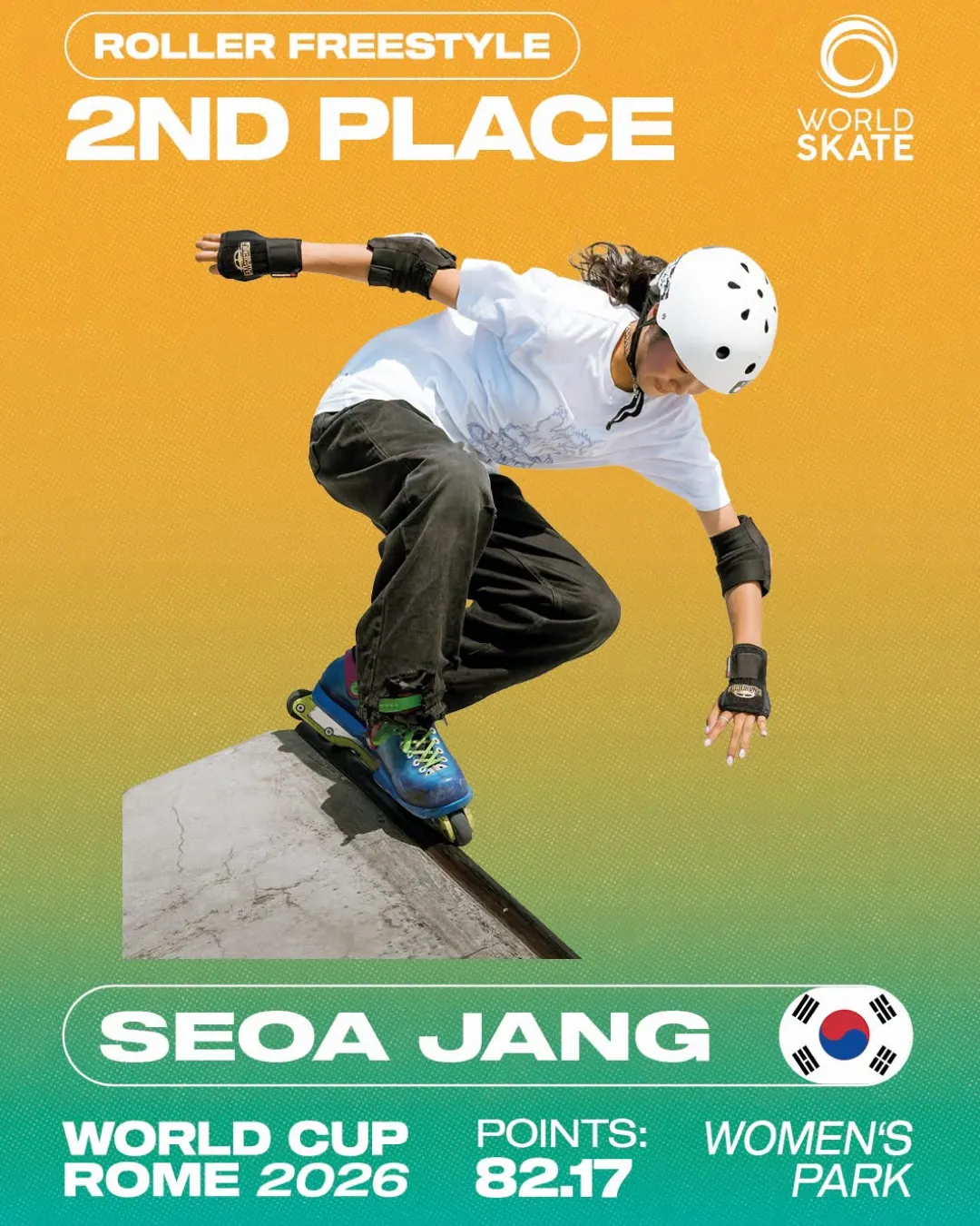 롤러 프리스타일 장서아 선수 2026 로마 월드컵 2위 3